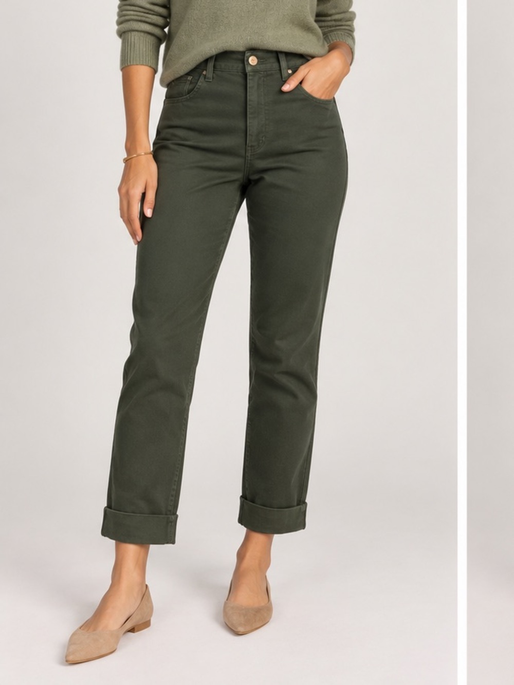 d.jeans Olive Green Cuffed Jeans